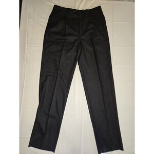 Hart Schaffner Marx Wool Worsted Dark Gray Pants 36x36 Tall Uncuffed Preppy NWT
